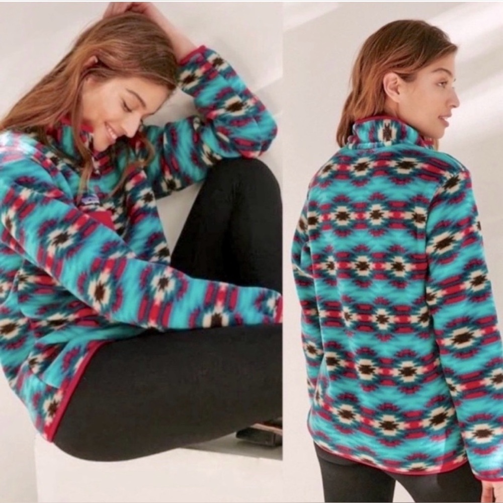 Patagonia Synchilla Snap-T Wild Desert Aztec Print Fleece Pullover – Size M - Picture 3 of 8